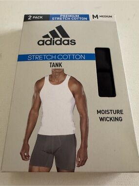 Adidas Tank Top Mens Medium Black 2 Pack